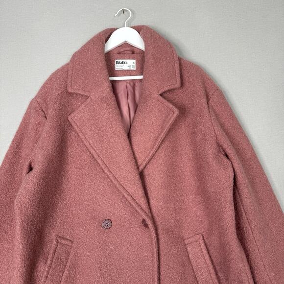Primark x Rita Ora Womens Jacket S Pink Bounce Double Breasted Coat Long Line - Picture 2 of 15